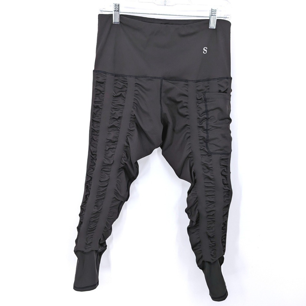 Skinnify 8 Band Leggings Large Black Ruched High Waist Activewear Resistance